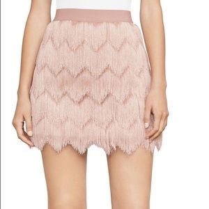 BCBG Tiered Fringe Skirt, Bare Pink